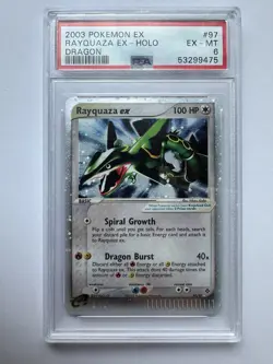 2003 Pokemon TCG Ex Rayquaza EX Holo Dragon 97/97 PSA 6 - Image 1