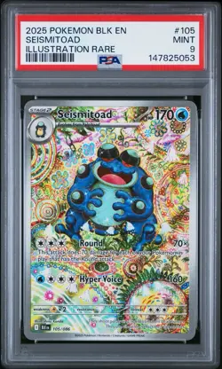 2025 Pokemon Black Bolt Seismitoad 105 Illustration Rare Shinji Kanda PSA 9 Mint - Image 1