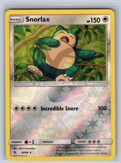 Snorlax 50/68 Reverse Holo Rare Hidden Fates Pokemon NM - LP - Image 1