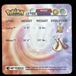 2003 Pokemon Advanced Artbox 3D Feebas Milotic #AF43 Lenticular Rare LP - Image 3