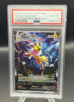 2021 POKEMON SWSH BLACK STAR PROMO #184 FA/JOLTEON VMAX JOLTEON VMAX PSA 10 - Image 1