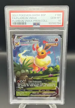 2021 POKEMON SWSH BLACK STAR PROMO #180 FULL ART/FLAREON VMAX PSA 10 - Image 1