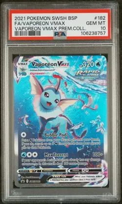 2021 POKEMON SWSH BLACK STAR PROMO #182 VAPOREON VMAX PSA 10 GEM MINT PREMIUM - Image 1