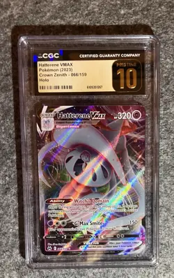 Pokemon TCG CGC Pristine 10 Hatterene VMAX 066/159 Crown Zenith - Image 1
