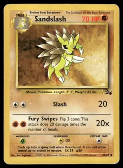 SANDSLASH 41/62 UNCOMMON FOSSIL POKEMON MP - Image 2