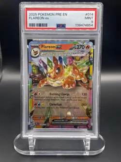 2025 Pokemon Prismatic Evolutions Flareon ex #014/131 PSA 9 - Image 1