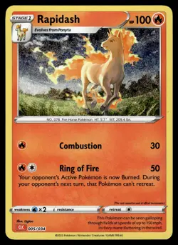 RAPIDASH - 005/034 holo TCG Classic Charizard Pokemon NM - Image 1
