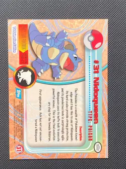 #31 NIDOQUEEN Blue Logo Pokemon Topps TV Animation Edition Trading Card 1999 - Image 2
