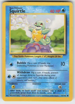 Squirtle Common Base Set 063/102 Pokemon - Image 1