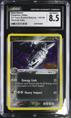 Dark Steelix 10/109 Reverse Holo EX Team Rocket Returns Pokemon CGC 8.5 Nm/mint+ - Image 1