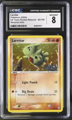 Larvitar 62/109 Reverse Holo EX Team Rocket Returns Pokemon CGC 8 Nm/mint - Image 1