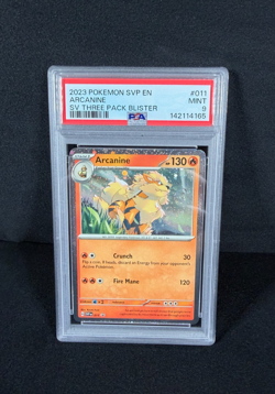 Pokemon Arcanine Holo Black Star Promo 2023 SVP EN #011 3-Pack Blister PSA 9 MT - Image 1