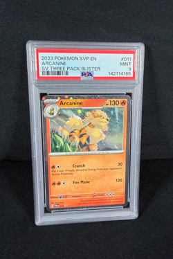 Pokemon Arcanine Holo Black Star Promo 2023 SVP EN #011 3-Pack Blister PSA 9 MT - Image 5