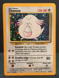 Chansey 3/102 Unlimited Holo Rare - Pokemon Base Set LP - Image 1
