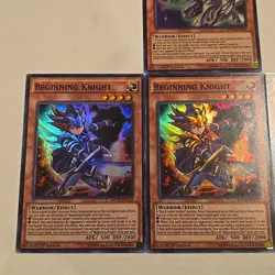 Yugioh - 3x Beginning Knight MP16-EN123 NM 1st ed - Evening T. Knight Super Rare - Image 3