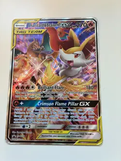 Pokemon TCG Card Charizard & Braixen Tag Team SM Promos Holo Alt Art - Image 1