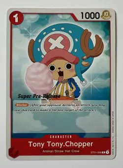 One Piece Super Pre-Release Gold Stamp ST01-006 Tony Tony Chopper English Card - Image 1
