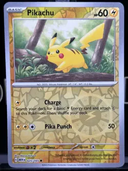 Pikachu - 025/165 - Pokemon 151 Reverse Cosmos Holo Rare Card NM - Image 3