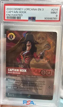 2024 DISNEY LORCANA EN 3-ENCHANTED CAPTAIN HOOK MASTER SWORDSMAN PSA 9 - Image 1