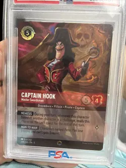 2024 DISNEY LORCANA EN 3-ENCHANTED CAPTAIN HOOK MASTER SWORDSMAN PSA 9 - Image 2