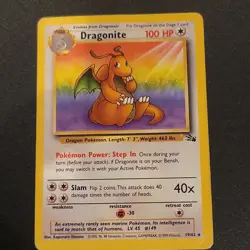 Pokemon Dragonite Rare Regular Fossil 19/62 Wizards 1999 Kagemaru Himeno - Image 1