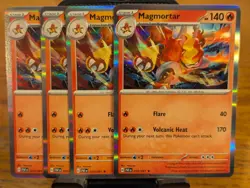 Pokemon TCG Paldean Fates Magmortar Holo Rare 010/091 x4 Playset - Image 1