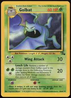 Golbat 34/62 LP Fossil Uncommon Unlimited Pokemon - Image 1