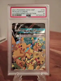 2021 POKEMON SWSH BLACK STAR PROMO CELEBRATIONS COLL #139 PIKACHU V-UNION PSA 10 - Image 1
