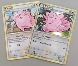Clefairy 60/123 & Clefable 3/123 Holo HeartGold & SoulSilver Pokemon TCG - LP/MP - Image 1