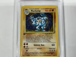 PSA 8 Machamp #8 1st Edition Base Set Pokemon Graded Card - Image 3