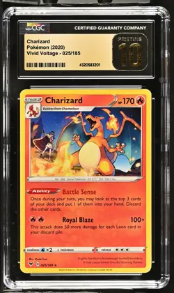 CGC Graded 10 Pristine Charizard 025/185 Vivid Voltage Rare Pokemon Card - Image 1
