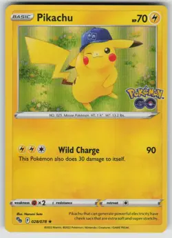 PIKACHU 028/078 HOLO RARE POKEMON GO POKEMON HOLO NEAR MINT - Image 1