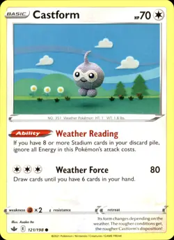Castform 121/198 Common - Pokemon SWSH06: Chilling Reign NM - Image 1