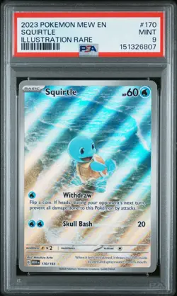 2023 POKEMON MEW EN-151 ILLUSTRATION RARE #170 SQUIRTLE PSA 9 MINT - Image 1
