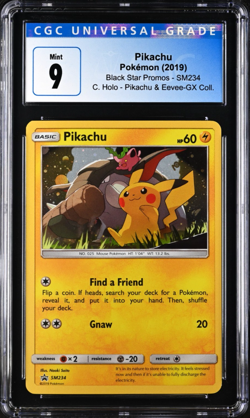 CGC 9 Pikachu SM234 Holo Sun & Moon Black Star Promo Pokemon Card - Image 1