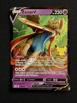 🔥 Zacian V 016/025 Celebrations NM - Ultra Rare Full Art Holo Pokemon TCG Card - Image 1