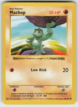 Machop Common Base Set (Shadowless) 052/102 Pokemon - Image 1