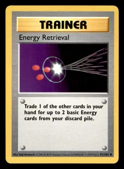 Energy Retrieval 81/102 Uncommon Base Set Shadowless Pokemon Unlimited LP - Image 1