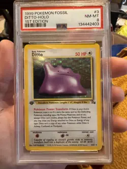 1999 Pokemon Fossil Ditto Holo 3/62 PSA 8 NM-MT 1st Edition - Image 1