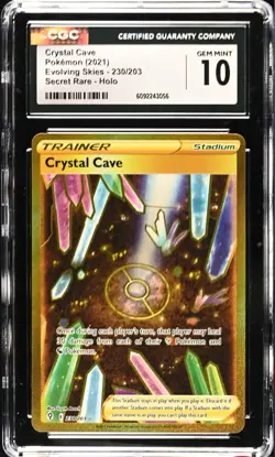 CGC 10 GEM MINT Crystal Cave 230/203 Evolving Skies Secret Rare Full Art Pokemon - Image 1
