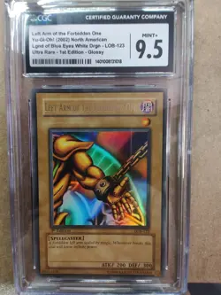 CGC 9.5 Yugioh LOB-123 Left Arm of the Forbidden One Exodia Ultra Rare 1st - Image 1