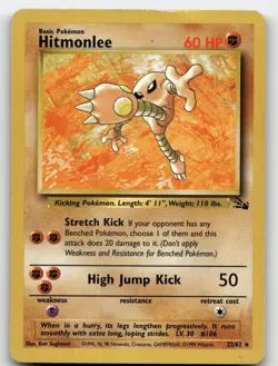 HITMONLEE 22/62 RARE FOSSIL POKEMON HEAVILY PLAYED - Image 1