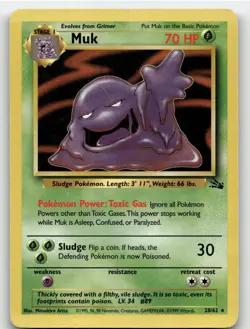 MUK 28/62 RARE FOSSIL POKEMON HEAVILY PLAYED - Image 1