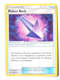 Poison Barb 124/149 (NM, Pokemon Card, Sun & Moon, 2017, Item, Uncommon) - Image 1