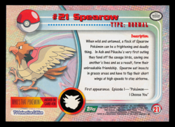NM - Pokemon Topps Spearow #21 TV Animation Edition Series 1 (Green Logo) - Image 2