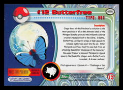 NM - Pokemon Topps Butterfree #12 TV Animation Edition Series 1 (Green Logo) - Image 2