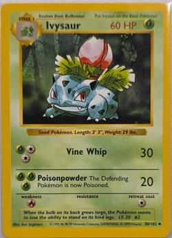 Pokemon Ivysaur Base Set Shadowless 30/102 Uncommon 60 HP Regular Unlimited - Image 1