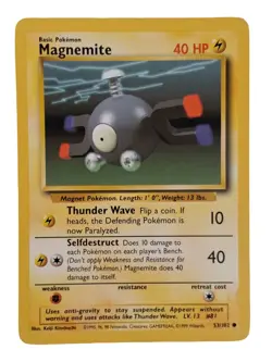 Magnemite 53/102 Base Set 1999 WOTC Pokemon Card Unlimited NM - Image 1