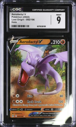 Pokemon CGC Mint 9 Aerodactyl V 092/196 Swsh11: Lost Origin Holo - Image 1