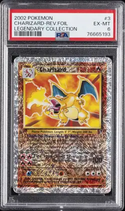 2002 POKEMON LEGENDARY COLLECTION #3 CHARIZARD-REVERSE FOIL PSA 6 - Image 1